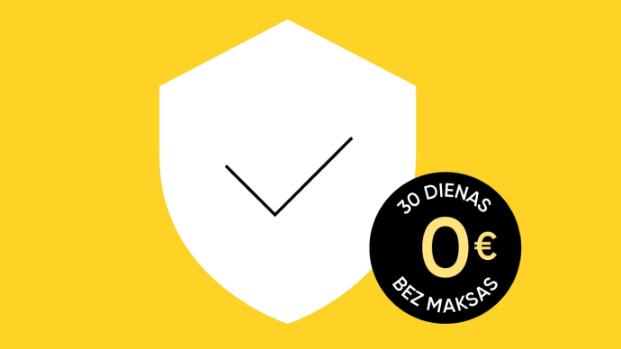 Tet Drošība - vairogs ar ķeksi un badge 30 dienas bez maksas
